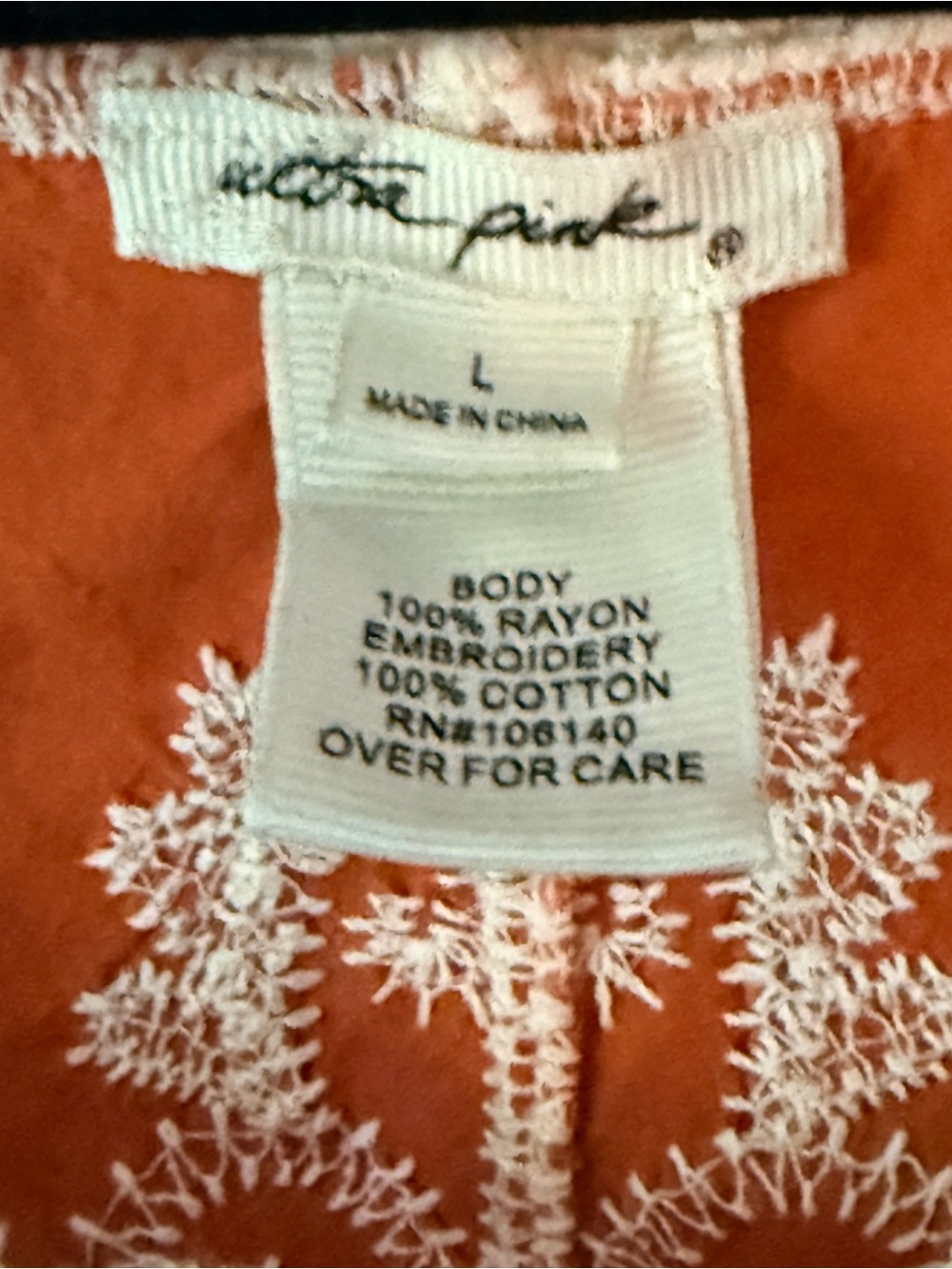 Ultra Pink Rust Camisole with White Lace Embroidery - Picture 2 of 4